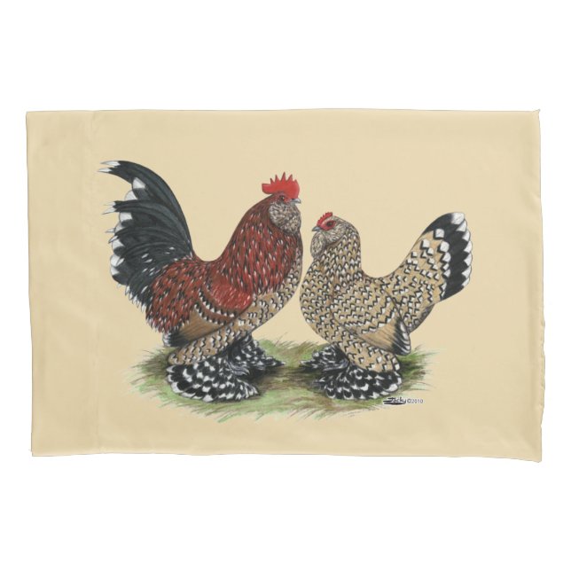 D'Uccle Bantams:  Mille Fleur Pillow Case (Front)