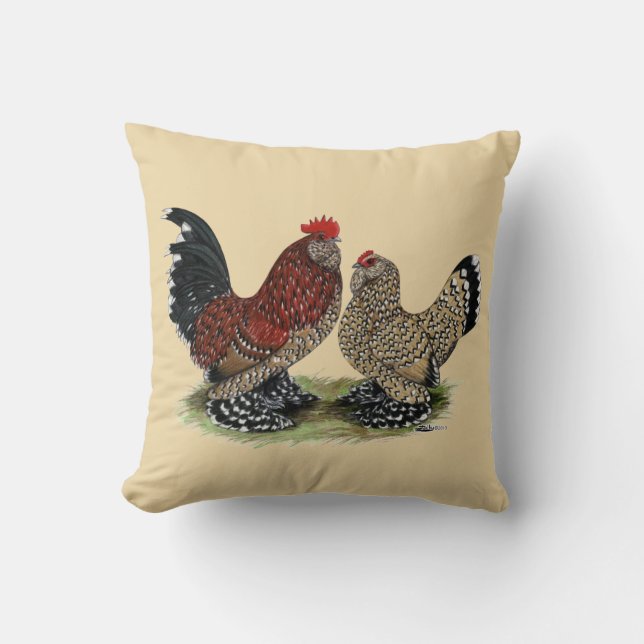D'Uccle Bantams:  Mille Fleur Throw Pillow (Front)