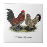 D'Uccle Bantams:  Mille Fleur Tile<br><div class="desc">Mille fleur (thousand flowers) is a color type found on a number of chicken breeds.  Each feather is tipped in white.</div>