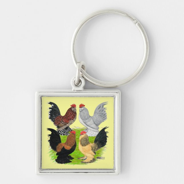 D'Uccles Four Roosters Keychain (Front)