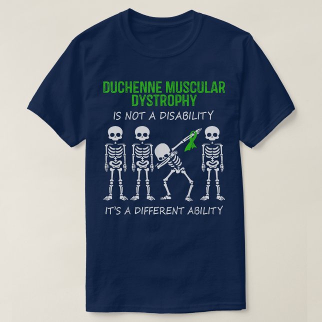 Duchenne Muscular Dystrophy  Dabbing Skeleton Ribb T-Shirt (Design Front)