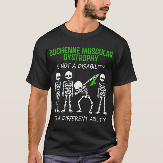 Duchenne Muscular Dystrophy Dabbing Skeleton Ribbo T-Shirt (Front)