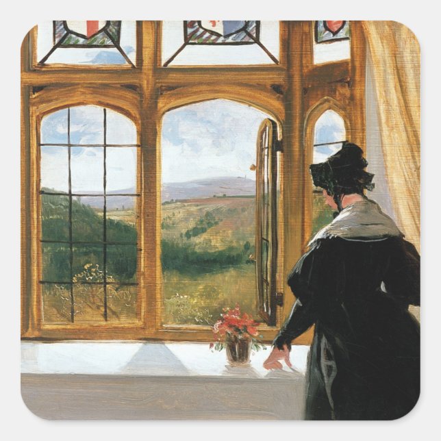 Duchess of Abercorn looking out of a window Square Sticker (Front)
