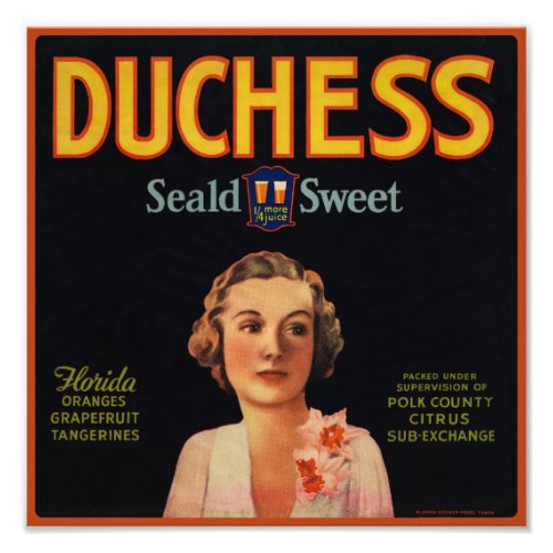Duchess Oranges packing label Photo Print