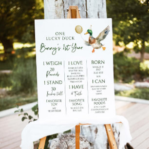 Duck 1st Birthday Milestone Board, One Lucky Duck Foam Board