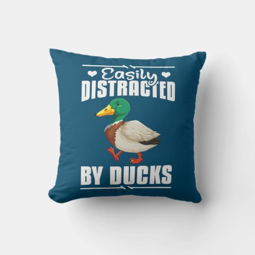 Duck addicted Farm Animal Funny Duck Lover  Throw Pillow