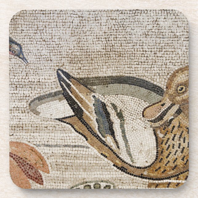 Duck and bird, Nile mosaic, House of the Faun Drink Coaster (Front)