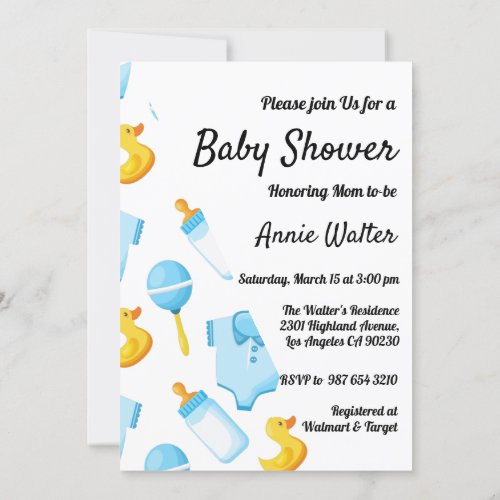 Duck and Boat themed Baby Shower Invitation