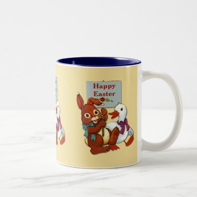 Duck and Bunny Easter Two-Tone Coffee Mug (Right)