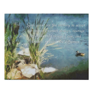Duck and cattails Serenity prayer Faux Canvas Print