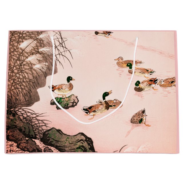 DUCK AND CHERRY BLOSSOMS JAPANESE PRINT Gift Bag (Front)