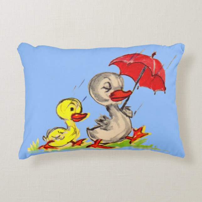 duck and duckling print accent pillow (Front)