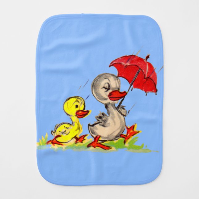 duck and duckling print baby burp cloth (Front)