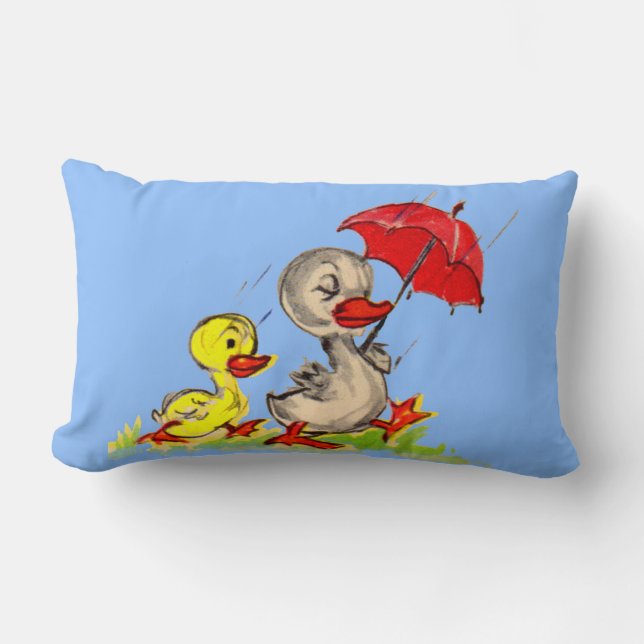 duck and duckling print lumbar pillow (Front)