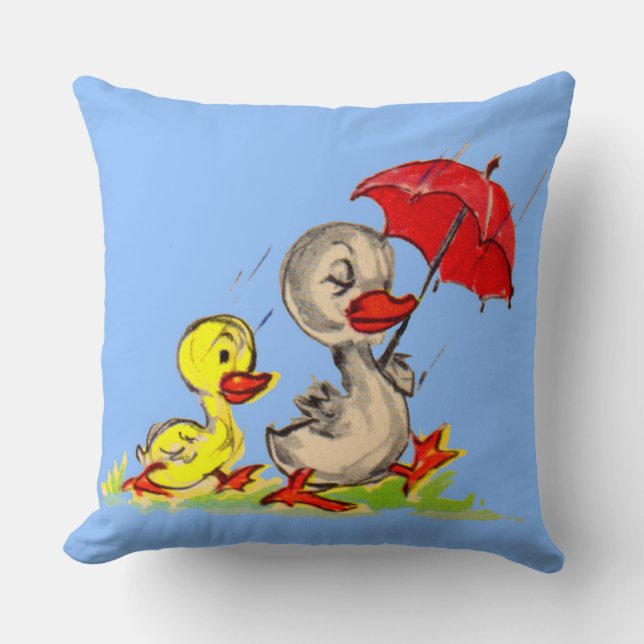 duck and duckling print throw pillow (Front)