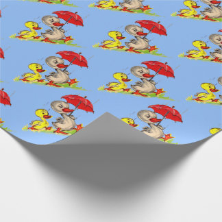 duck and duckling print wrapping paper