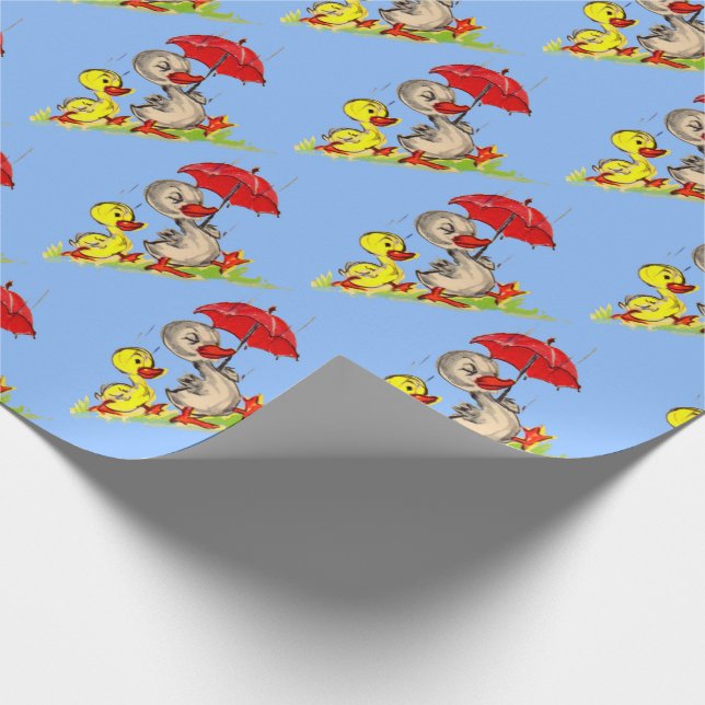 duck and duckling print wrapping paper (Corner)
