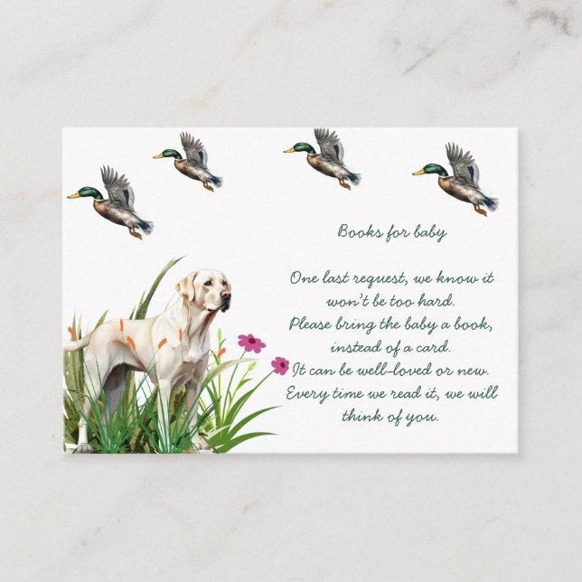 Duck and Labrador Baby Shower Books for Baby Enclosure Card (Front)