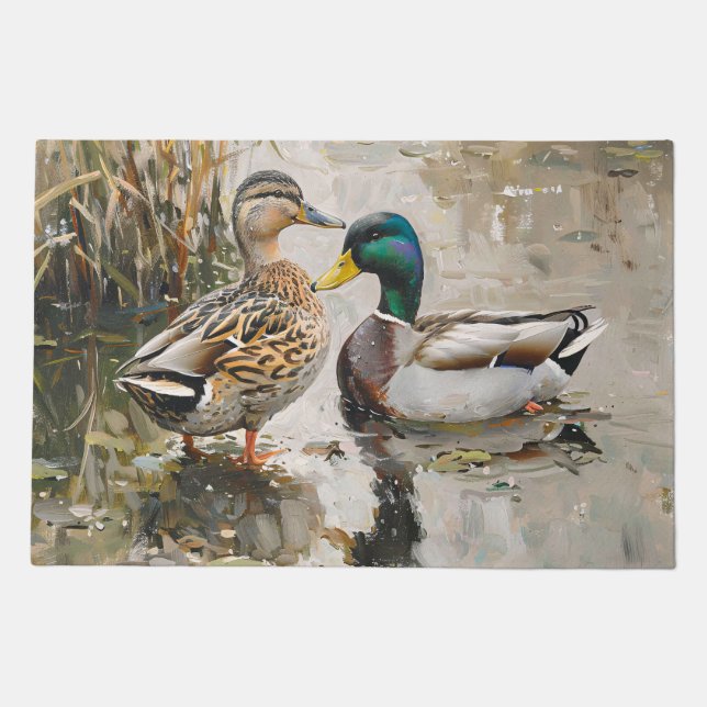 Duck and Mallard Wildlife Painting Doormat (Front)