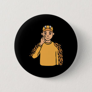Duck Animal ASL Hand Gesture Deaf Hearing Loss Awa Button