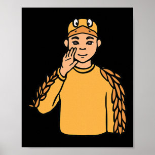 Duck Animal ASL Hand Gesture Deaf Hearing Loss Awa Poster