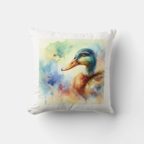 Duck AREF1613 1 _ Watercolor Throw Pillow