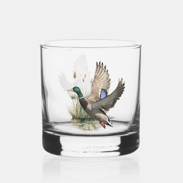Duck  ,Art Whiskey Glass (Front)