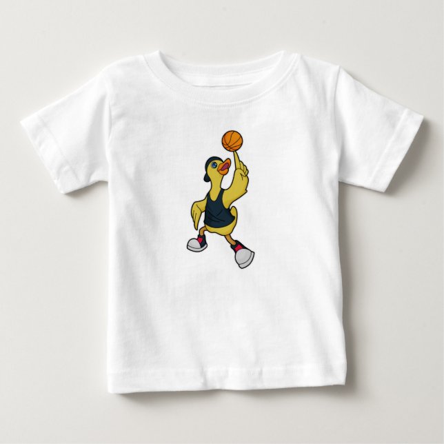 Duck as Baskeball player with Basketball Baby T-Shirt (Front)