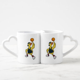Duck as Baskeball player with Basketball Coffee Mug Set