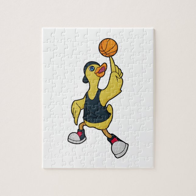 Duck as Baskeball player with Basketball Jigsaw Puzzle (Vertical)