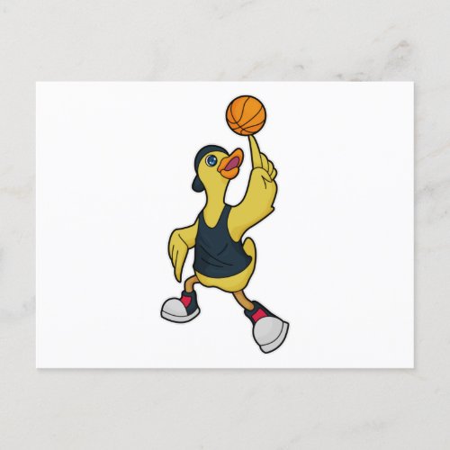 Duck as Baskeball player with Basketball Postcard