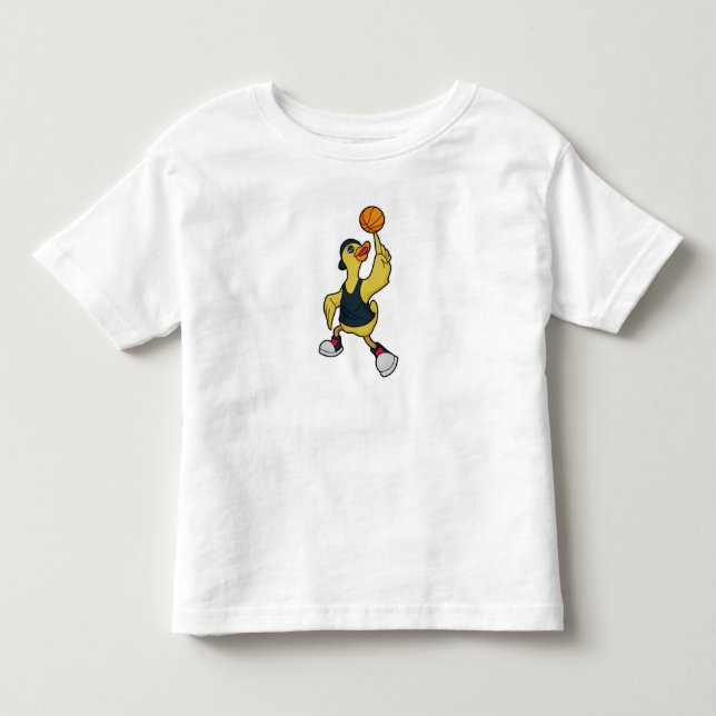 Duck as Baskeball player with Basketball Toddler T-shirt (Front)