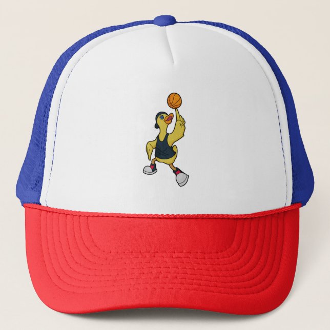 Duck as Baskeball player with Basketball Trucker Hat (Front)