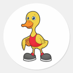 Duck as Basketball player with Basketball Classic Round Sticker