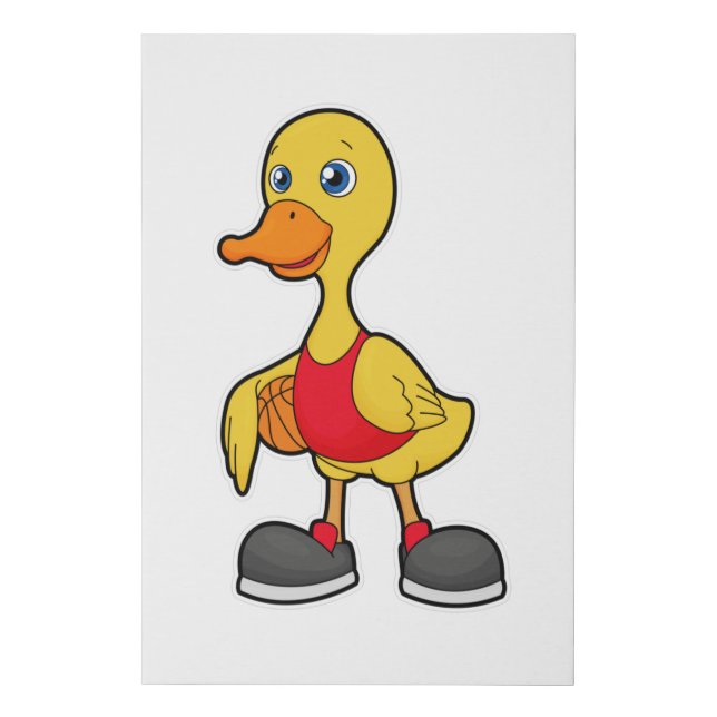Duck as Basketball player with Basketball Faux Canvas Print (Front)