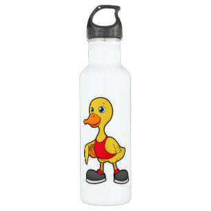 Duck as Basketball player with Basketball Stainless Steel Water Bottle