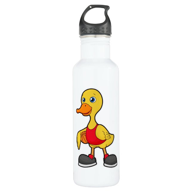 Duck as Basketball player with Basketball Stainless Steel Water Bottle (Front)