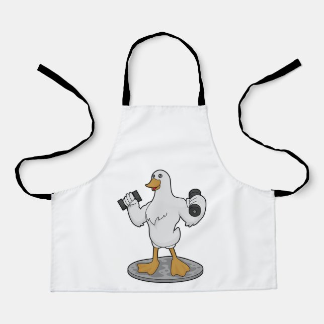Duck as Bodybuilder with Dumbbells Apron (Front)