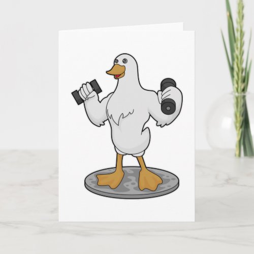 Duck as Bodybuilder with Dumbbells Card