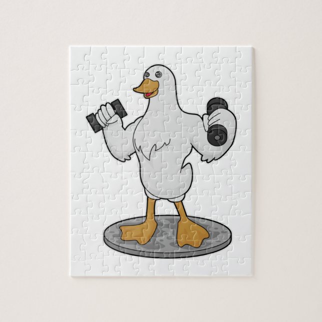 Duck as Bodybuilder with Dumbbells Jigsaw Puzzle (Vertical)
