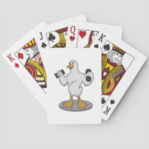 Duck as Bodybuilder with Dumbbells Poker Cards