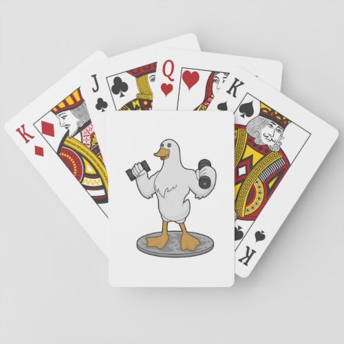 Duck as Bodybuilder with Dumbbells Poker Cards