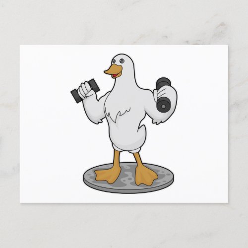 Duck as Bodybuilder with Dumbbells Postcard