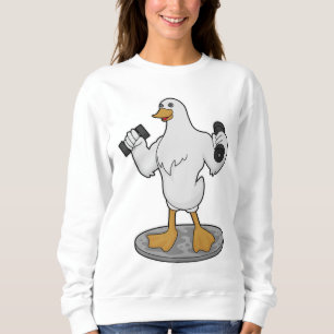Duck as Bodybuilder with Dumbbells Sweatshirt