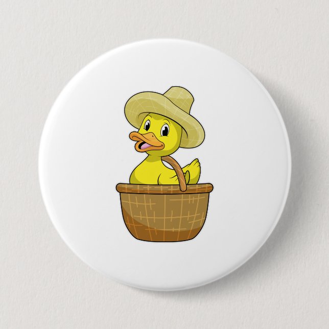 Duck as Farmer with Basket Button (Front)