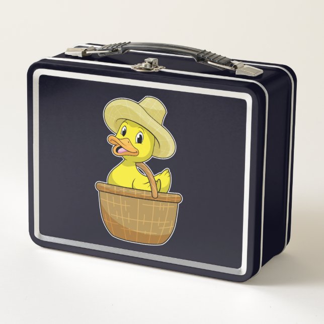 Duck as Farmer with Basket Metal Lunch Box (Front)