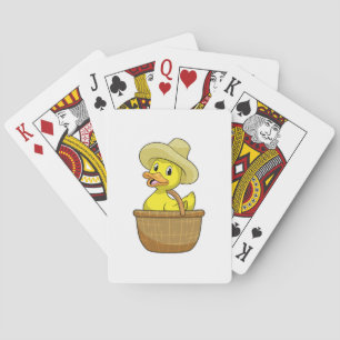 Duck as Farmer with Basket Poker Cards