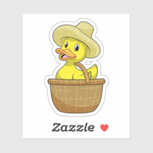 Duck as Farmer with Basket Sticker