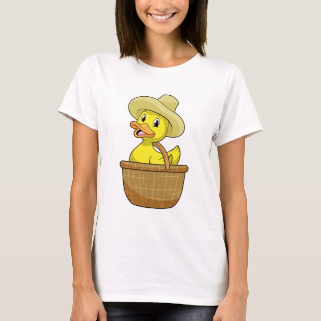 Duck as Farmer with Basket T-Shirt (Front)