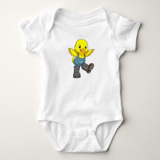 Duck as Farmer with Boots Baby Bodysuit (Front)